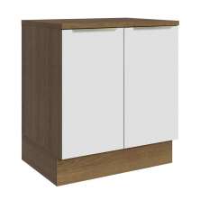 Balcão Madesa Lux 70 cm 2 Portas - Rustic/Branco Veludo (Com Tampo)