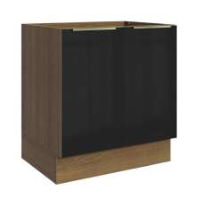 Balcão Madesa Lux 70 cm 2 Portas - Rustic/Preto (Sem Tampo)