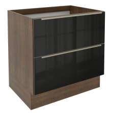 Balcão Madesa Lux 80 cm 2 Gavetas - Rustic/Preto