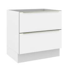 Balcão Madesa Lux 80 cm 2 Gavetas (Sem Tampo) - Branco/Branco Veludo