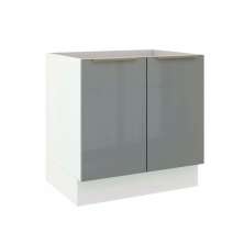 Balcão Madesa Lux 80 cm 2 Portas - Branco/Cinza