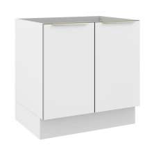 Balcão Madesa Lux 80 cm 2 Portas (Sem Tampo) - Branco/Branco Veludo