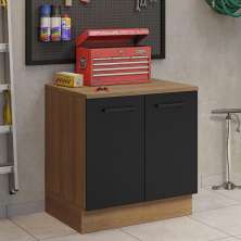 Balcão Multiuso 80cm 2 Portas Rustic/Preto Agata Madesa
