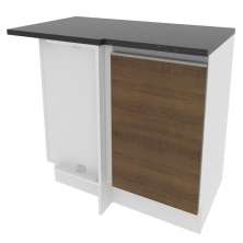 Balcão de Canto Armário de Cozinha 100% MDF 1 Porta Branco/Rustic Acordes Madesa