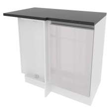 Balcão de Canto Armário de Cozinha 100% MDF Porta Branco Brilhante Acordes Madesa