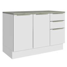 Balcão de Pia 120 cm 2 Portas 3 Gavetas Branco/Branco Veludo Lux Madesa