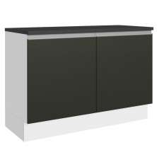 Balcão de Pia Armário de Cozinha 100% MDF 120 cm 2 Portas Branco/Preto Acordes Madesa