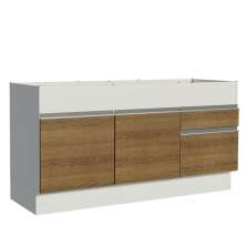 Balcão de Pia Armário de Cozinha 150 cm 2 Portas e 2 Gavetas (Sem Tampo e Pia) Branco/Rustic Glamy Madesa