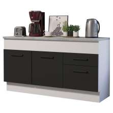Balcão de Pia Cozinha 150 cm 2 Portas e 2 Gavetas (Com Tampo) Branco/Preto Agata Madesa
