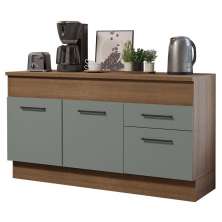 Balcão de Pia Cozinha 150 cm 2 Portas e 2 Gavetas (Com Tampo) Rustic/Cinza Agata Madesa