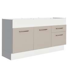 Balcão de Pia Cozinha 150 cm 2 Portas e 2 Gavetas (Sem Tampo e Pia) Branco/Crema Agata Madesa