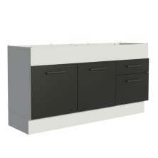 Balcão de Pia Cozinha 150 cm 2 Portas e 2 Gavetas (Sem Tampo e Pia) Branco/Preto Agata Madesa
