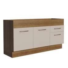 Balcão de Pia Cozinha 150 cm 2 Portas e 2 Gavetas (Sem Tampo e Pia) Rustic/Crema Agata Madesa