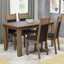 Conjunto Sala de Jantar Madesa Cali Mesa Tampo de Madeira com 4 Cadeiras - Rustic/Preto/Sint Preto