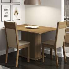 Conjunto Sala de Jantar Madesa Gabi Mesa Tampo de Madeira com 2 Cadeiras - Rustic/Crema/Pérola