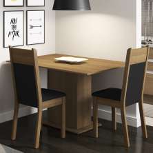 Conjunto Sala de Jantar Madesa Gabi Mesa Tampo de Madeira com 2 Cadeiras - Rustic/Preto/Sintético Preto