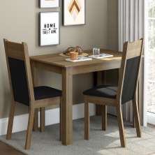 Conjunto Sala de Jantar Madesa Lola Mesa Tampo de Madeira com 2 Cadeiras - Rustic/Preto/Sintético Preto