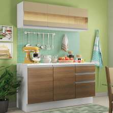 Cozinha Compacta 100% MDF Madesa Smart 120 cm Modulada Com Balcão e Tampo