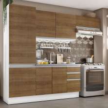 Cozinha Compacta Madesa 100% MDF Acordes Com Armário e Balcão - Branco/Rustic