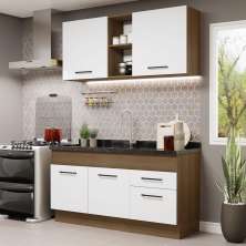 Cozinha Compacta Madesa Agata 150002 com Armário e Balcão (Sem Tampo e Pia) - Rustic/Branco