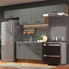 Cozinha Compacta Madesa Agata 280002 com Armário e Balcão - Rustic/Cinza