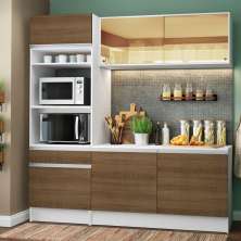 Cozinha Compacta Madesa Diamante com Armário, Balcão e Tampo - Branco/Rustic