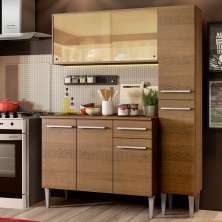 Cozinha Compacta Madesa Emilly Gold com Armário, Balcão e Paneleiro - Rustic