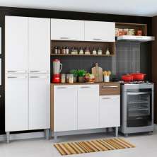 Cozinha Compacta Madesa Emilly Top com Armário e Balcão - Rustic/Branco