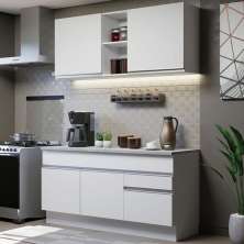 Cozinha Compacta Madesa Glamy 150001 com Armário e Balcão (Com Tampo) - Branco