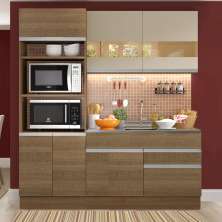 Cozinha Compacta Madesa Helen 6 Portas 2 Gavetas (Sem Tampo e Pia) - Rustic/Crema