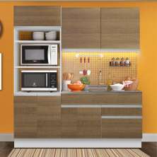 Cozinha Compacta Madesa Lívia 6 Portas 2 Gavetas (Sem Tampo e Pia) - Branco/Rustic