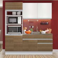 Cozinha Compacta Madesa Lívia 6 Portas 2 Gavetas (Sem Tampo e Pia) - Branco/Rustic/Branco