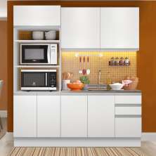Cozinha Compacta Madesa Laura 7 Portas 3 Gavetas (Sem Tampo e Pia) - Branco