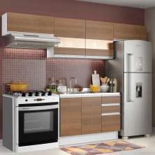 Cozinha Compacta Madesa Marina Com Armário e Balcão (Sem Tampo e Pia) - Branco/Rustic