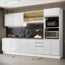 Cozinha Completa 100% MDF Madesa Acordes 310001 com Armário e Balcão - Frentes Branco Brilho