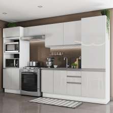 Cozinha Completa Madesa 100% MDF Acordes 2 Gavetas 11 Portas Branco Brilho (Sem Tampo e Pia)