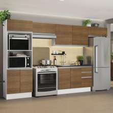 Cozinha Completa Madesa 100% MDF Acordes Com Armário e Balcão - Rustic/Branco