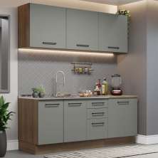 Cozinha Completa Madesa Agata 180001 com Armário e Balcão (Sem Tampo e Pia) - Rustic/Cinza