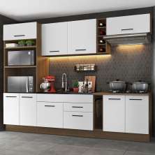 Cozinha Completa Madesa Agata 290001 com Armário e Balcão (Sem Tampo e Pia) - Rustic/Branco