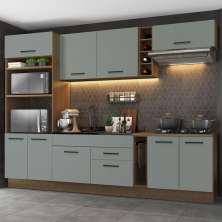 Cozinha Completa Madesa Agata 290001 com Armário e Balcão (Sem Tampo e Pia) - Rustic/Cinza