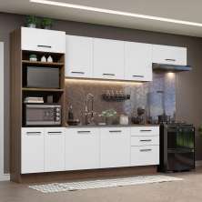 Cozinha Completa Madesa Agata 330001 com Armário e Balcão (Sem Tampo e Pia) - Rustic/Branco