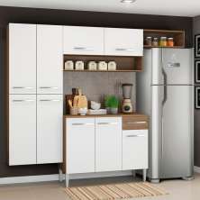 Cozinha Completa Madesa Emilly Fit com Armário, Balcão e Paneleiro Suspenso - Branco/Rustic