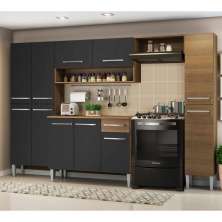 Cozinha Completa Madesa Emilly Hit com Armário e Balcão - Rustic/Preto