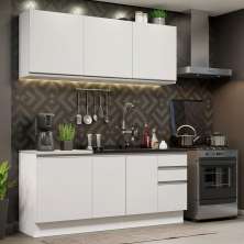 Cozinha Completa Madesa Glamy 180005 com Armário e Balcão (Sem Tampo e Pia) - Branco