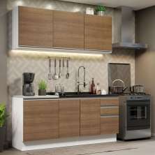 Cozinha Completa Madesa Glamy 180005 com Armário e Balcão (Sem Tampo e Pia) - Branco/Rustic
