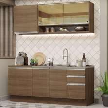 Cozinha Completa Madesa Glamy 180006 com Armário e Balcão (Sem Tampo e Pia) - Rustic
