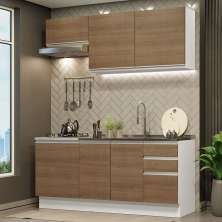 Cozinha Completa Madesa Glamy 180007 com Armário e Balcão (Sem Tampo e Pia) - Branco/Rustic