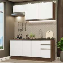 Cozinha Completa Madesa Glamy 180007 com Armário e Balcão (Sem Tampo e Pia) - Rustic/Branco