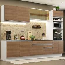 Cozinha Completa Madesa Glamy 310001 com Armário e Balcão (Sem Tampo e Pia) - Branco/Rustic