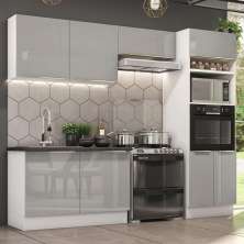 Cozinha Completa Madesa Lux 270001 com Armário e Balcão - Branco/Cinza